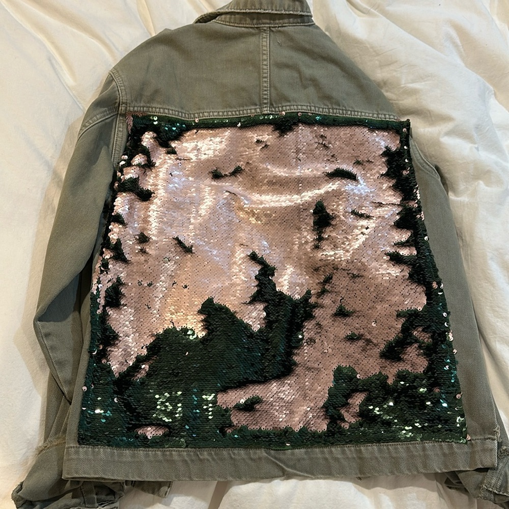H_Trailz Green Cargo Sequin Jacket M